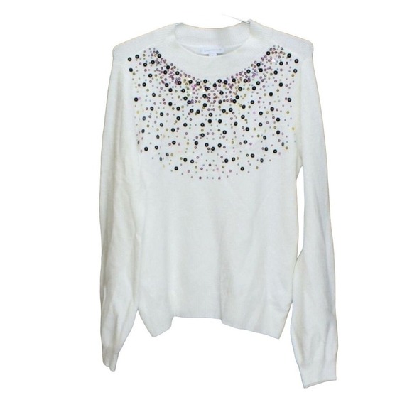Charter Club Sequined Sweater Cloud S - Picture 2 of 3